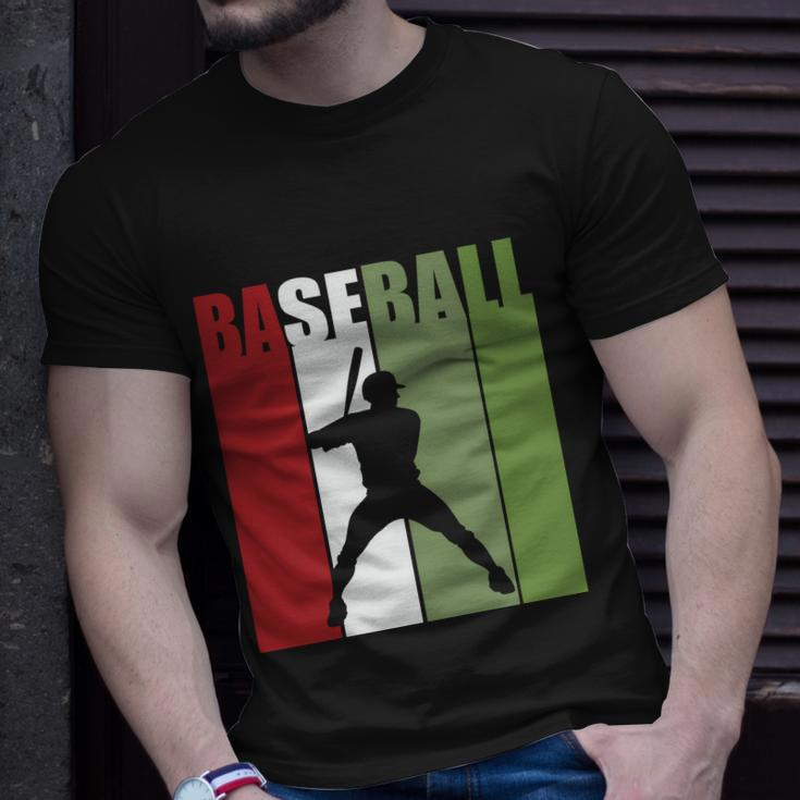 Retro Vintage Baseball Player Silhouette Baseball Lover Baseball Dad Unisex T-Shirt Gifts for Him