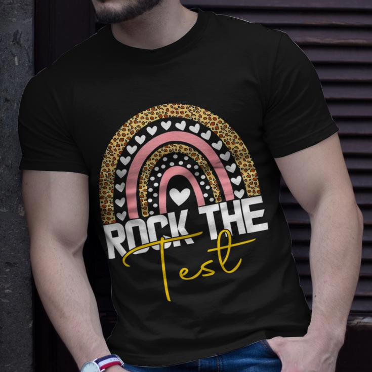 Rock The Test Test Day Teacher Testing Day Rainbow Teacher Unisex T-Shirt Gifts for Him