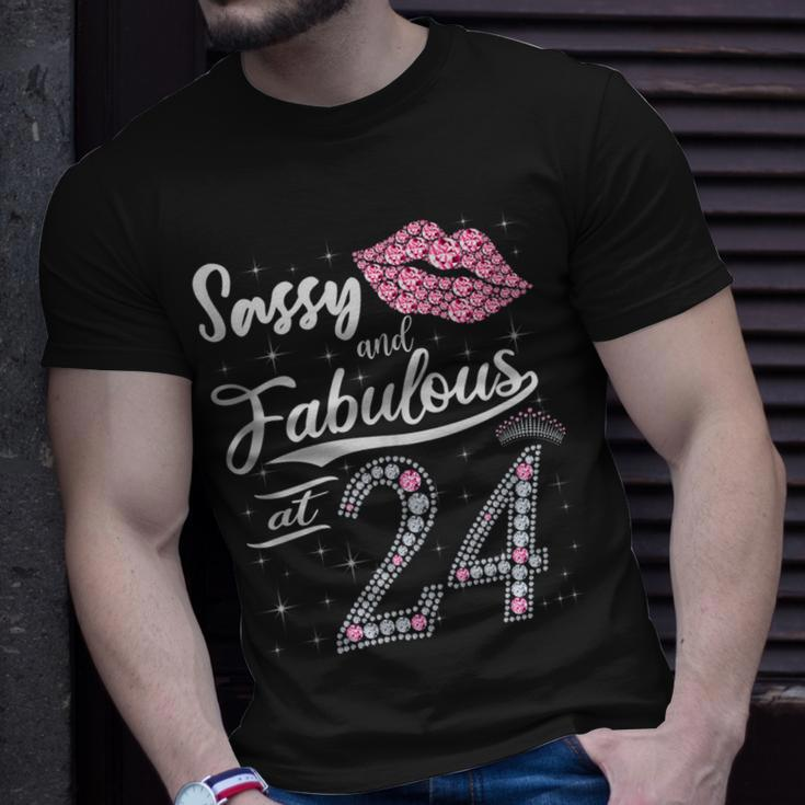 Sassy And Fabulous At 24 24Th Pink Crown Lips Women Birthday Unisex T-Shirt Gifts for Him