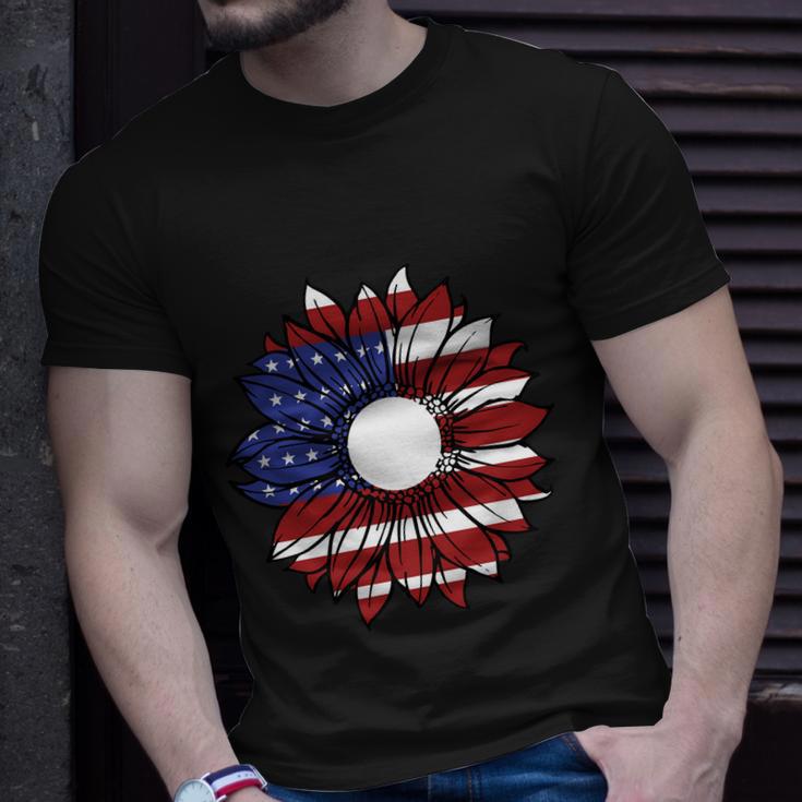 Sunflower American Flag 4Th Of July Independence Day Patriotic Unisex T-Shirt Gifts for Him