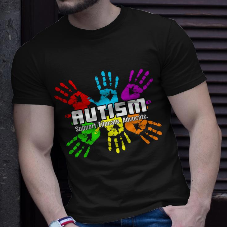 Support Educate Advocate Autism Handprint Tshirt Unisex T-Shirt Gifts for Him