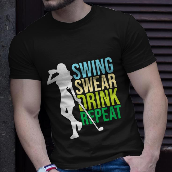 Swing Swear Drink Repeat Love Golf Funny Unisex T-Shirt Gifts for Him