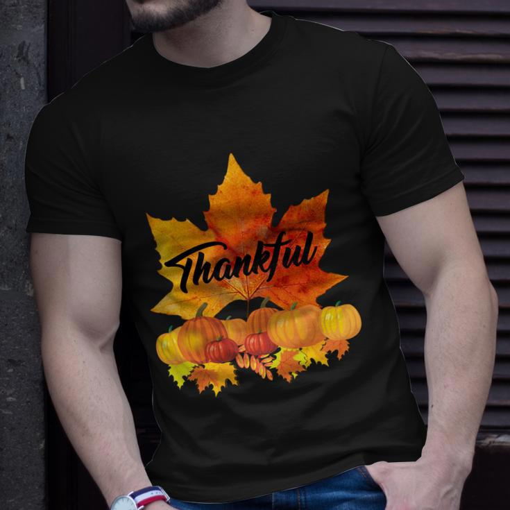 Thankful Autumn Leaves Thanksgiving Fall Tshirt Unisex T-Shirt Gifts for Him