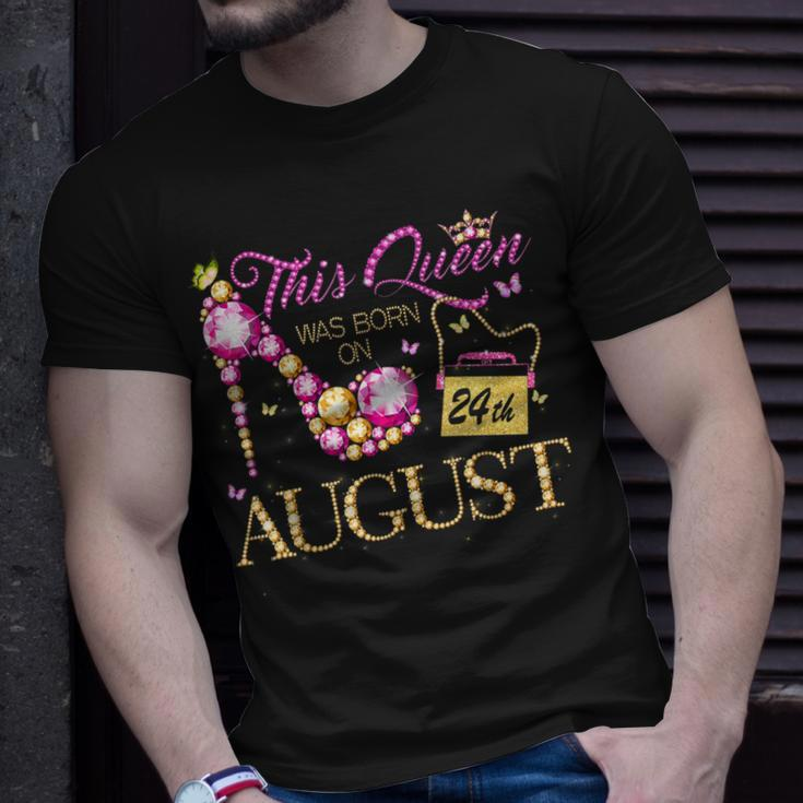 This Queen Was Born On August 24 24Th August Birthday Queen Unisex T-Shirt Gifts for Him
