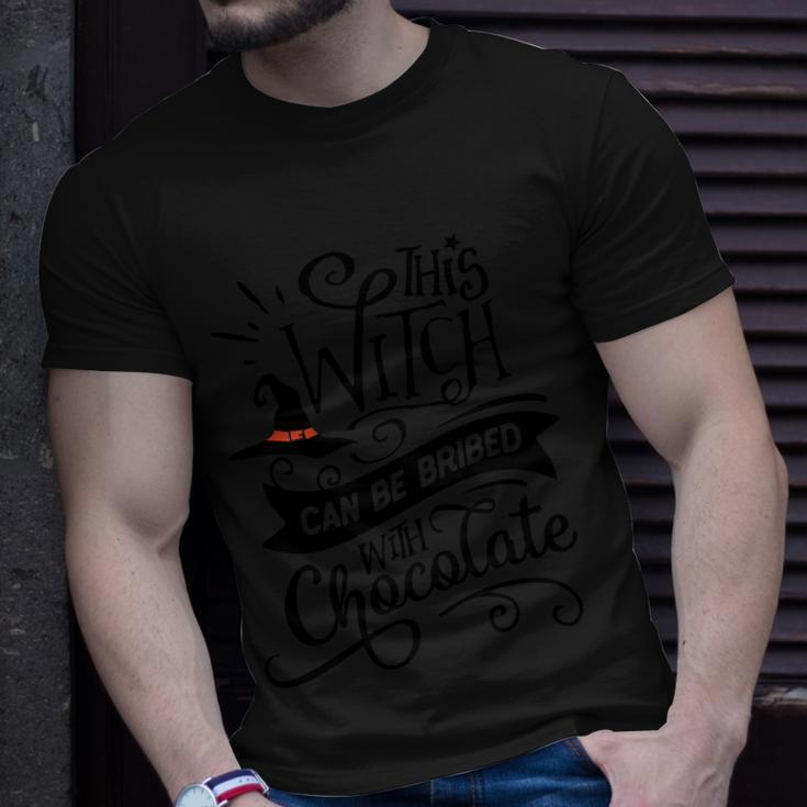 This Witch Can Be Bribed With Chococate Halloween Quote Unisex T-Shirt Gifts for Him