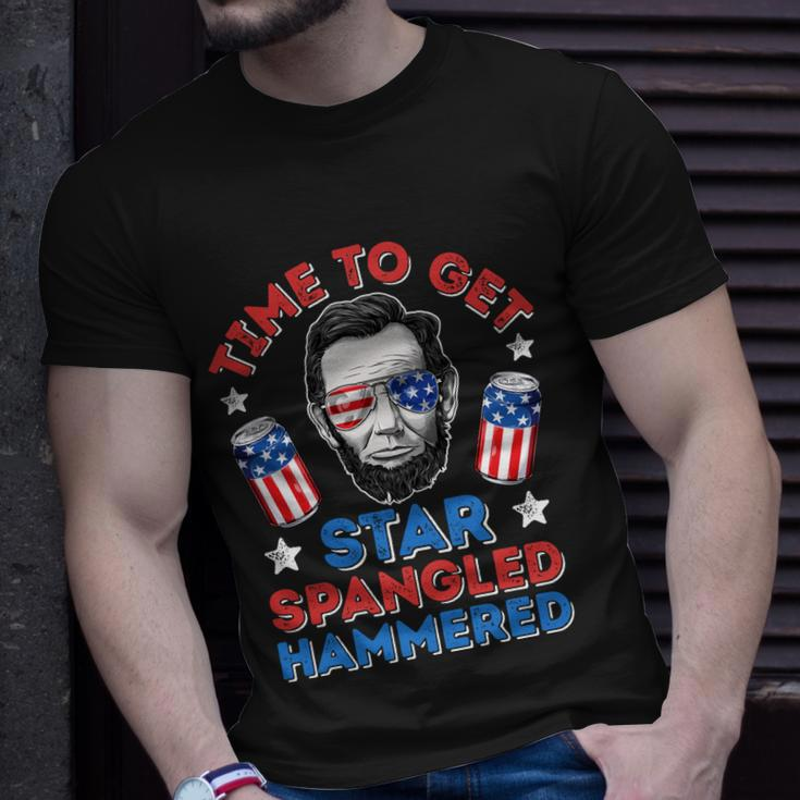 Time To Get Star Spangled Hammered 4Th Of July Men Lincoln Unisex T-Shirt Gifts for Him