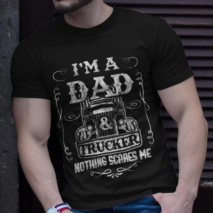 Trucker Truck Driver Fun Fathers Day Im A Dad And Trucker Vintage Unisex T-Shirt Gifts for Him