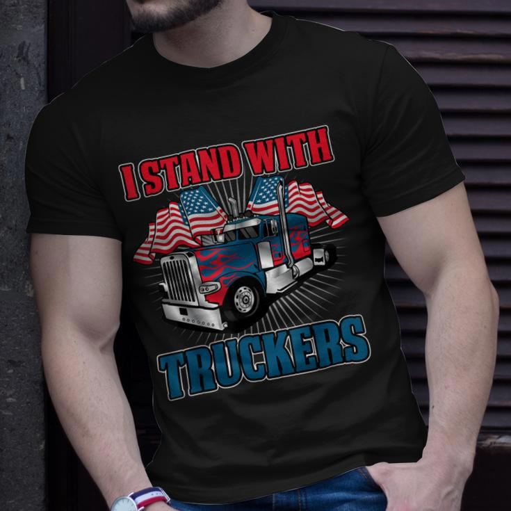 Trucker Trucker Support I Stand With Truckers Freedom Convoy V3 Unisex T-Shirt Gifts for Him