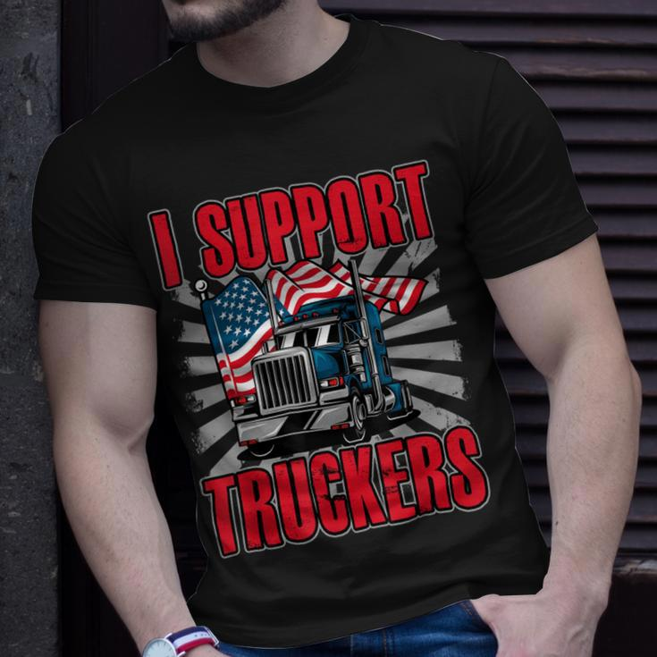 Trucker Trucker Support I Support Truckers Freedom Convoy Unisex T-Shirt Gifts for Him