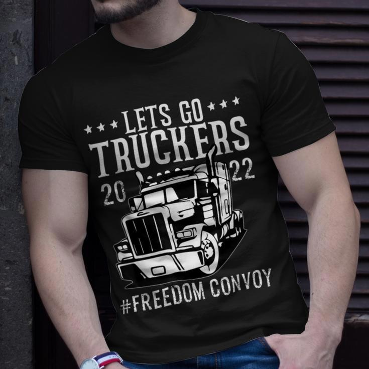 Trucker Trucker Support Lets Go Truckers Freedom Convoy Unisex T-Shirt Gifts for Him