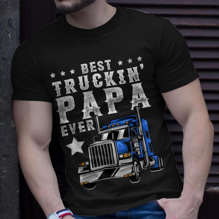 Trucker Trucking Papa Shirt Fathers Day Trucker Apparel Truck Driver Unisex T-Shirt Gifts for Him
