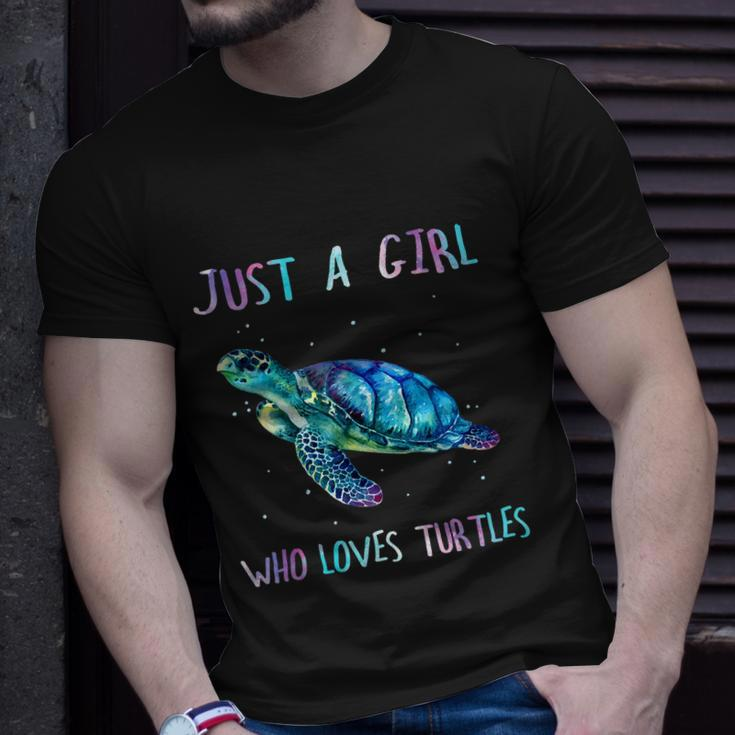 Turtle Watercolor Sea Ocean Just A Girl Who Loves Turtles Tshirt Unisex T-Shirt Gifts for Him