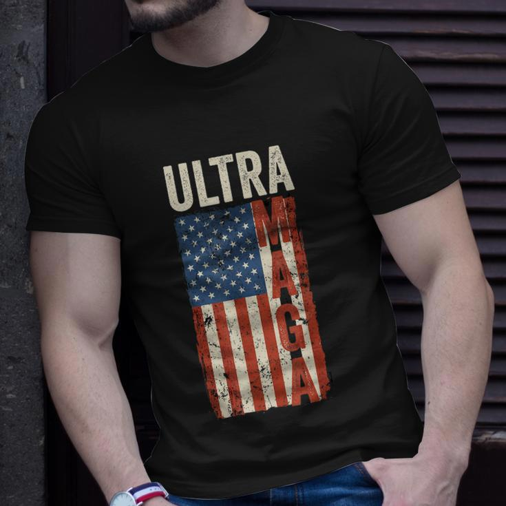 Ultra Maga Us Flag Pro Trump American Flag Tshirt Unisex T-Shirt Gifts for Him