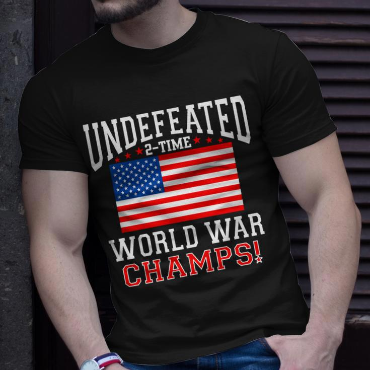 Undefeated 2-Time World War Champs Tshirt Unisex T-Shirt Gifts for Him