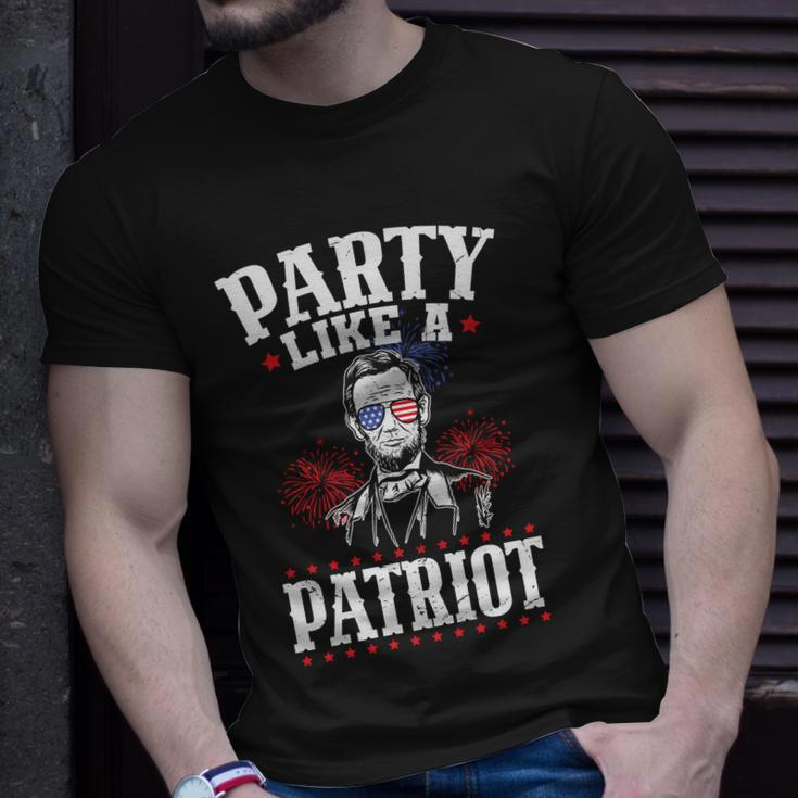 Usa Flag Design Party Like A Patriot Plus Size Shirt For Men Women And Family Unisex T-Shirt Gifts for Him