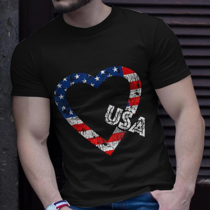 Usa Flag Patriotic American Hearts Armed Forces 4Th Of July Unisex T-Shirt Gifts for Him