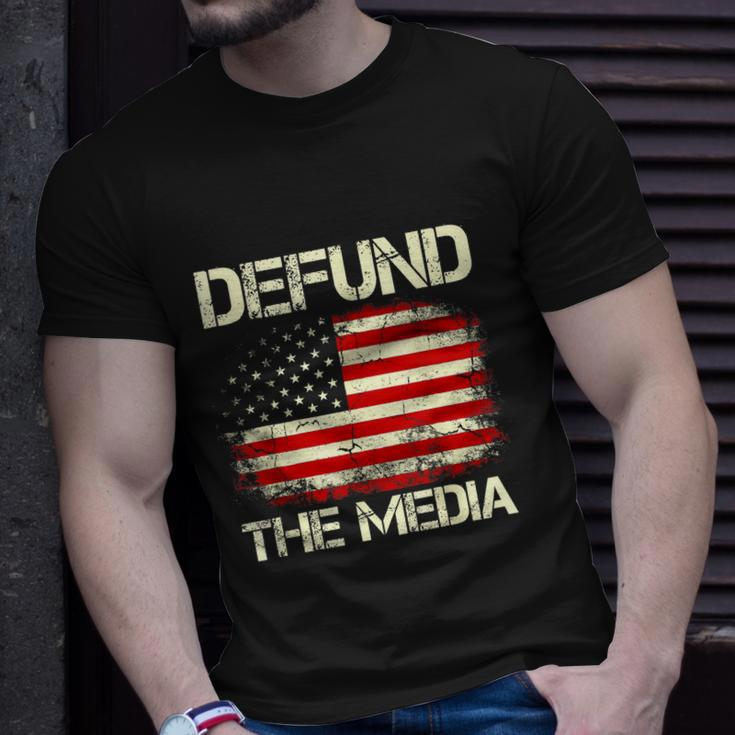 Vintage American Flag Defund The Media Unisex T-Shirt Gifts for Him