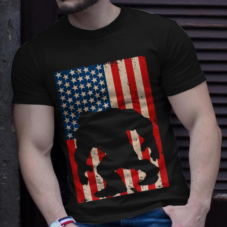 Vintage Bigfoot American Flag Tshirt Unisex T-Shirt Gifts for Him