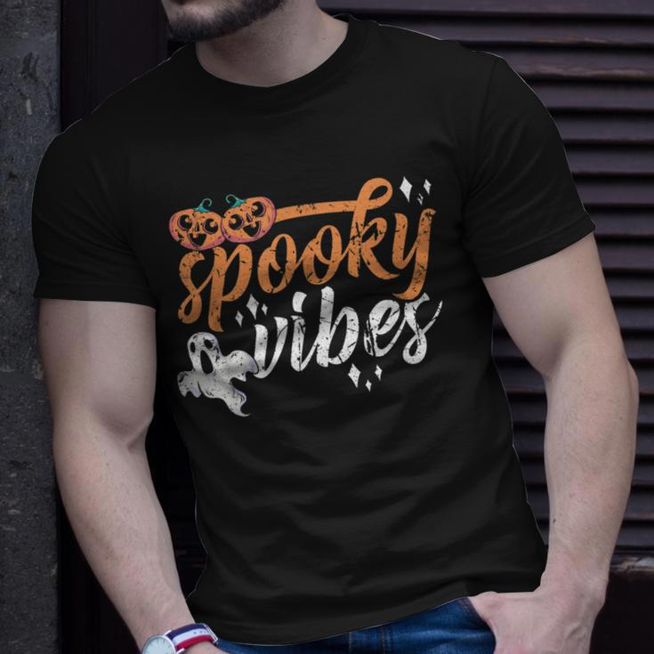 Vintage Spooky Vibes Halloween Novelty Graphic Art Design Unisex T-Shirt Gifts for Him