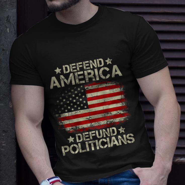 Vintage Usa Flag Defend America Defund Politicians Unisex T-Shirt Gifts for Him