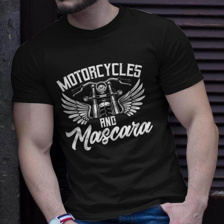 Womens Biker Lifestyle Quotes Motorcycles And Mascara Unisex T-Shirt Gifts for Him