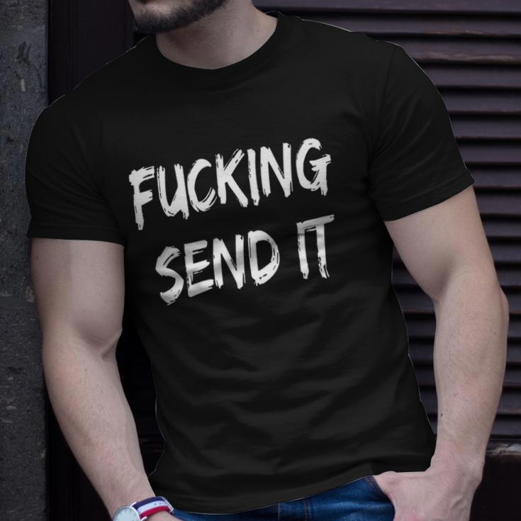 Womens Fucking Send It Snowmobile Fan Gift Unisex T-Shirt Gifts for Him