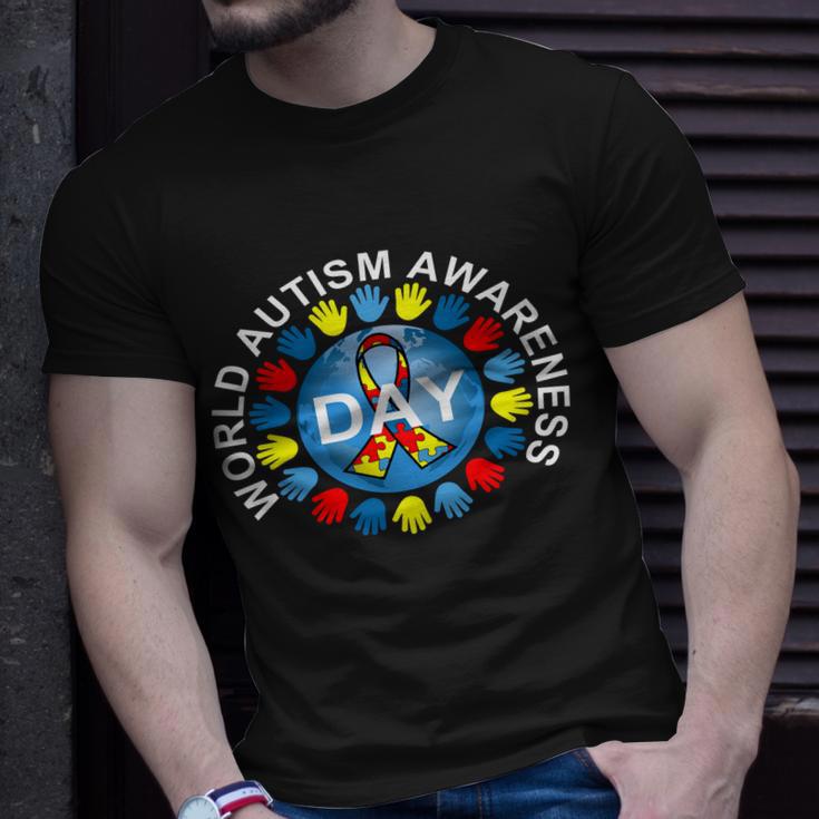 World Autism Awareness Day Earth Puzzle Ribbon Tshirt Unisex T-Shirt Gifts for Him