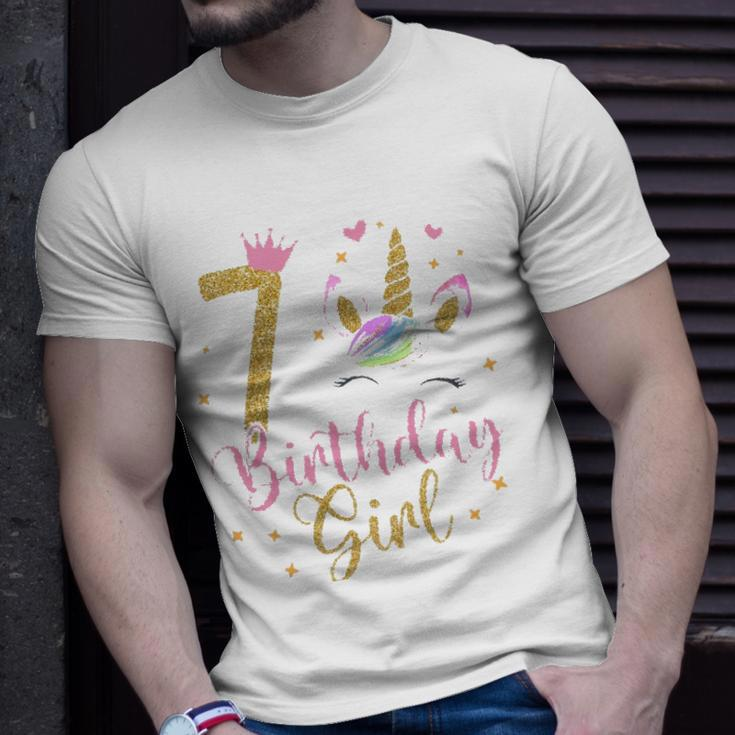 7 Years Old Birthday Girl Cute Unicorn Unisex T-Shirt Gifts for Him
