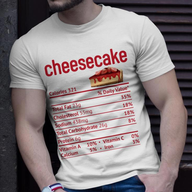 Cheesecake Nutrition Facts Funny Thanksgiving Christmas V3 Unisex T-Shirt Gifts for Him