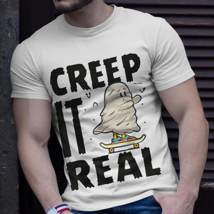 Creep It Real Ghost Skateboarding Halloween Fall Season T-shirt Gifts for Him