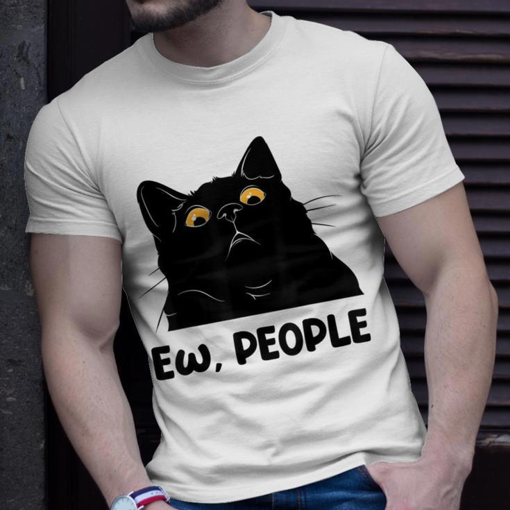 Ew People Funny Black Cat Lover For Women Men Fun Cat Saying V2 Unisex T-Shirt Gifts for Him