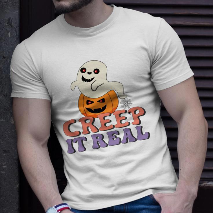 Halloween Boo With Pumpkin Creep It Real Unisex T-Shirt Gifts for Him
