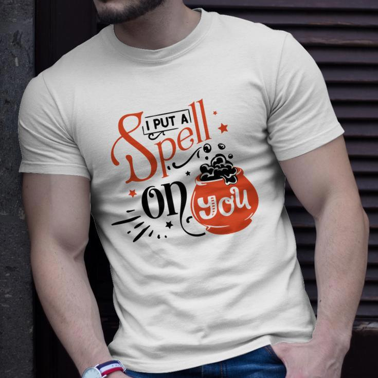 Halloween I Put A Spell On You Black And Orange Design Men Women T-shirt Graphic Print Casual Unisex Tee Gifts for Him