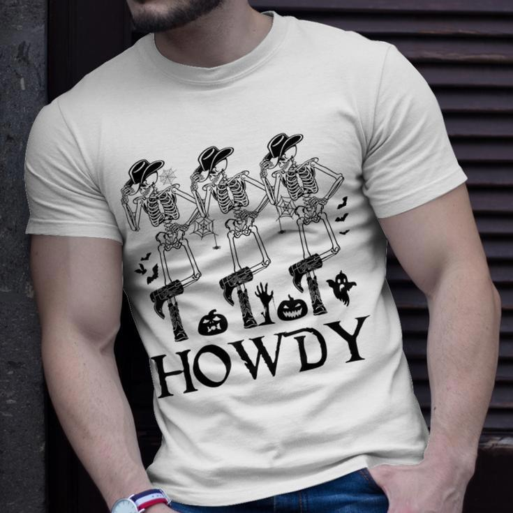 Howdy Cowboy Dancing Skeleton Cowboy Halloween Unisex T-Shirt Gifts for Him