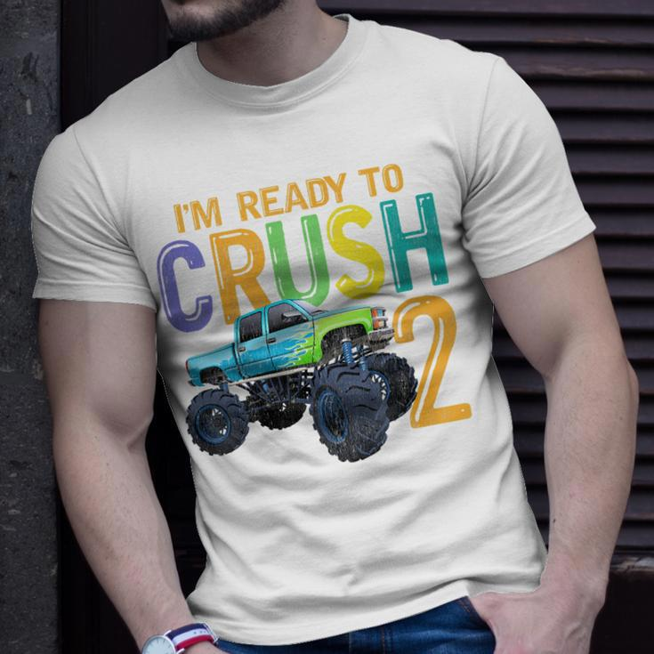 Kids 2 Years Old 2Nd Birthday Monster Truck I Am Ready To Crush 2 Unisex T-Shirt Gifts for Him