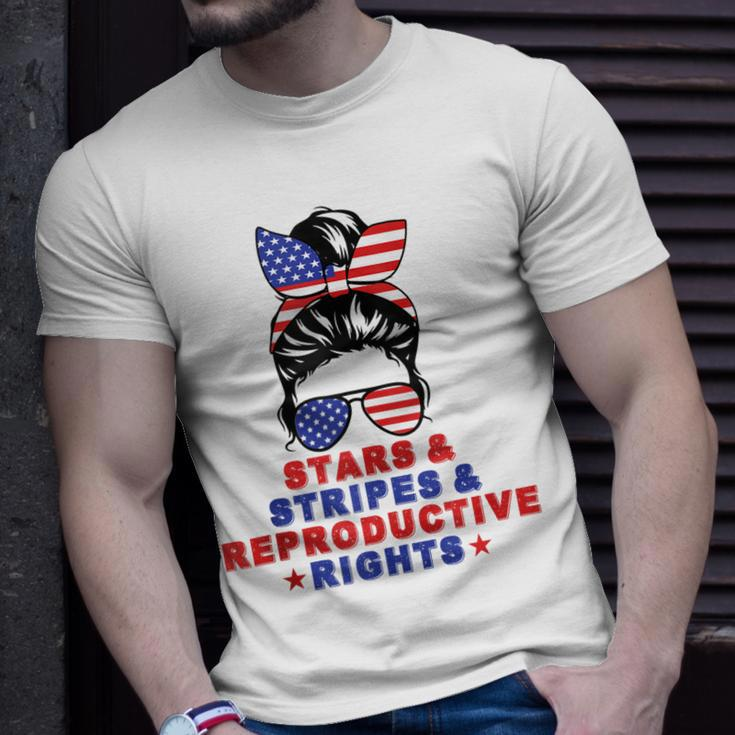 Messy Bun Stars Stripes & Reproductive Rights 4Th Of July Unisex T-Shirt Gifts for Him