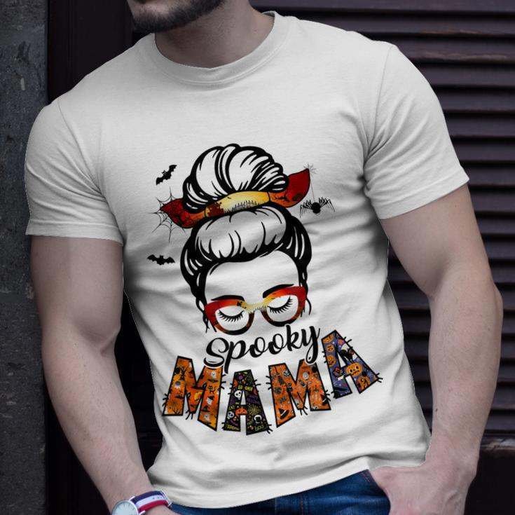 Spooky Mama Halloween Messy Bun Witch Mom Women Spooky Unisex T-Shirt Gifts for Him
