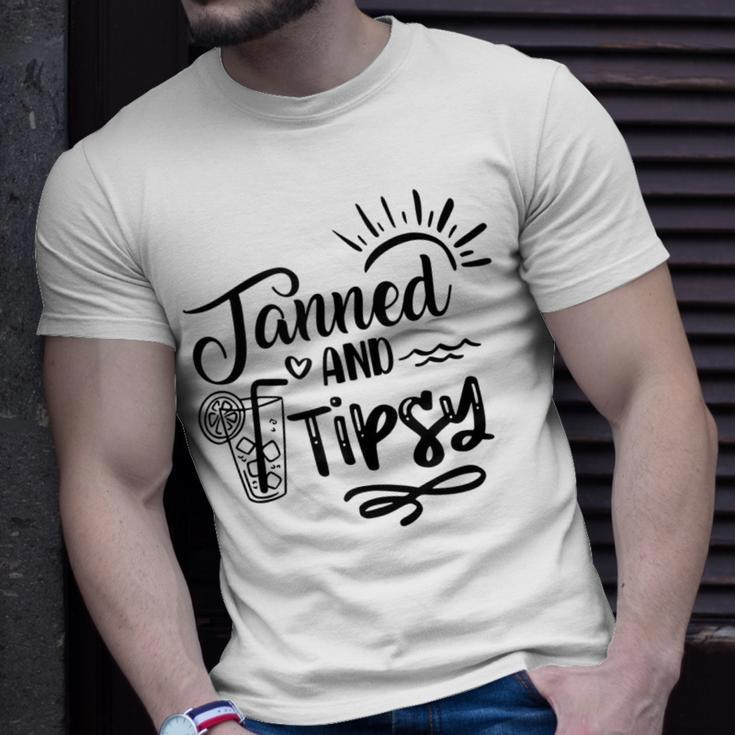 Tanned & Tipsy Hello Summer Vibes Beach Vacay Summertime Unisex T-Shirt Gifts for Him