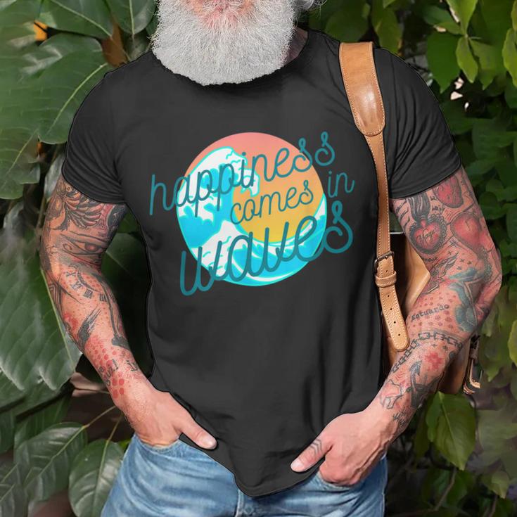 Ocean Wave Sunset  Happiness Comes In Waves Summer Gift Unisex T-Shirt