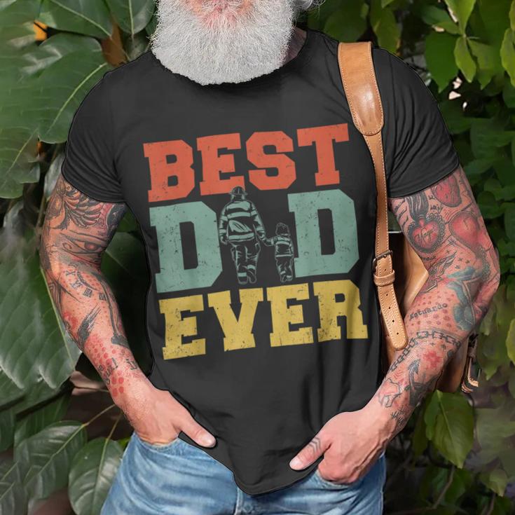 Firefighter Retro Best Dad Ever Firefighter Daddy Happy Fathers Day V2 Unisex T-Shirt