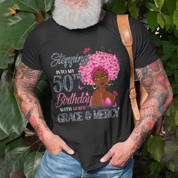 50Th Birthday Squad Stepping Into 50 Years Old Black Womens Unisex T-Shirt Gifts for Old Men