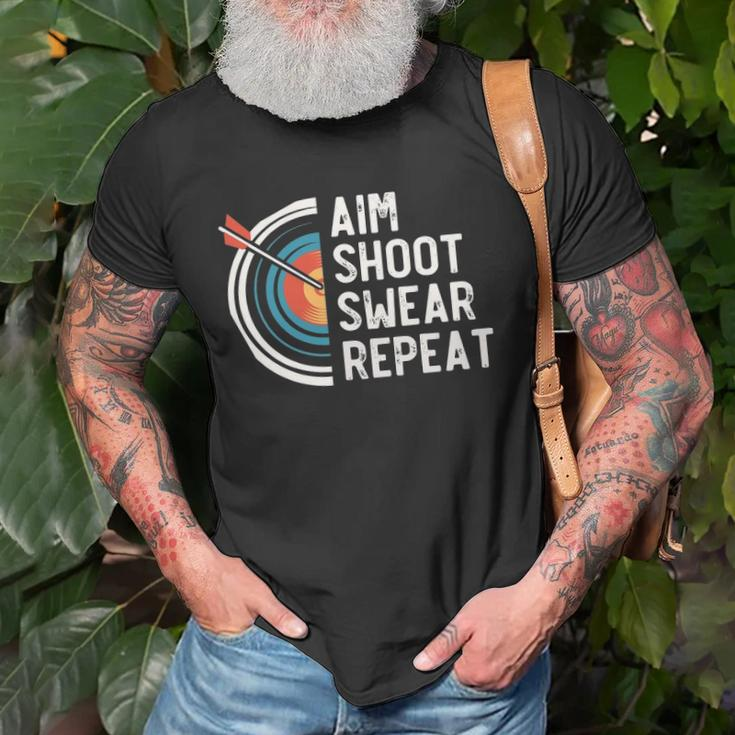 Aim Shoot Swear Repeat &8211 Archery Unisex T-Shirt Gifts for Old Men