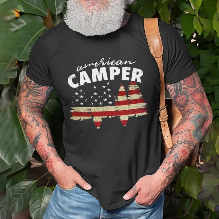 American Camper US Flag Patriotic Camping Unisex T-Shirt Gifts for Old Men
