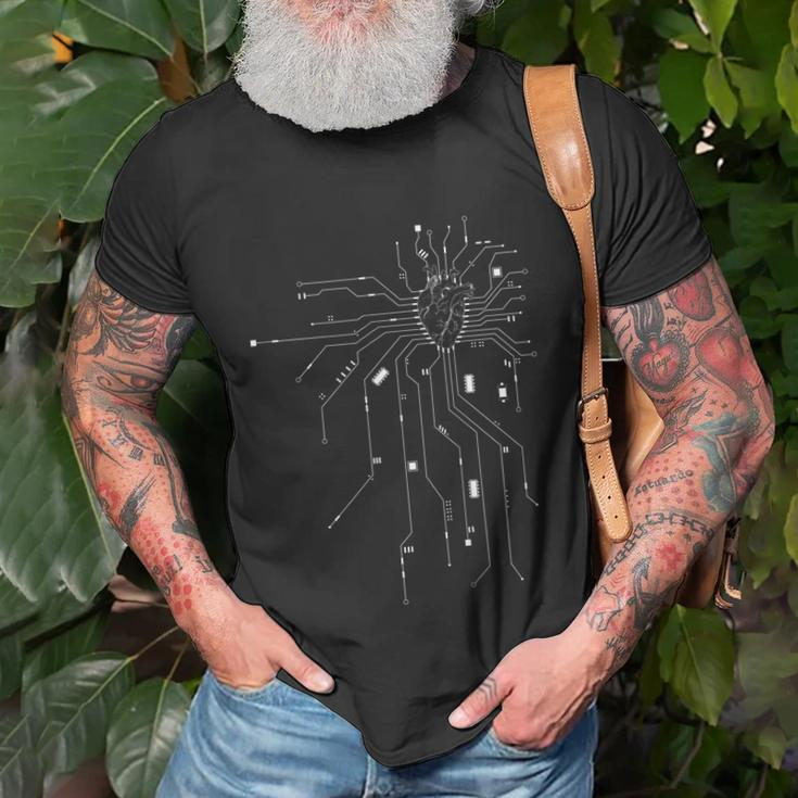 Anatomical Heart Cpu Processor Pcb Board Computer Programmer T-shirt Gifts for Old Men