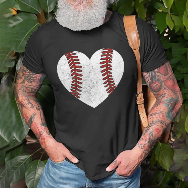 Baseball Heart Fun Mom Dad Men Women Softball Wife Unisex T-Shirt Gifts for Old Men
