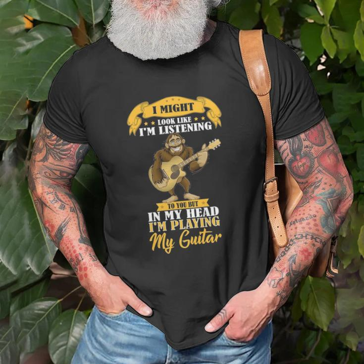 Bigfoot Playing Acoustic Guitar Musical Sasquatch Bigfoot Unisex T-Shirt Gifts for Old Men