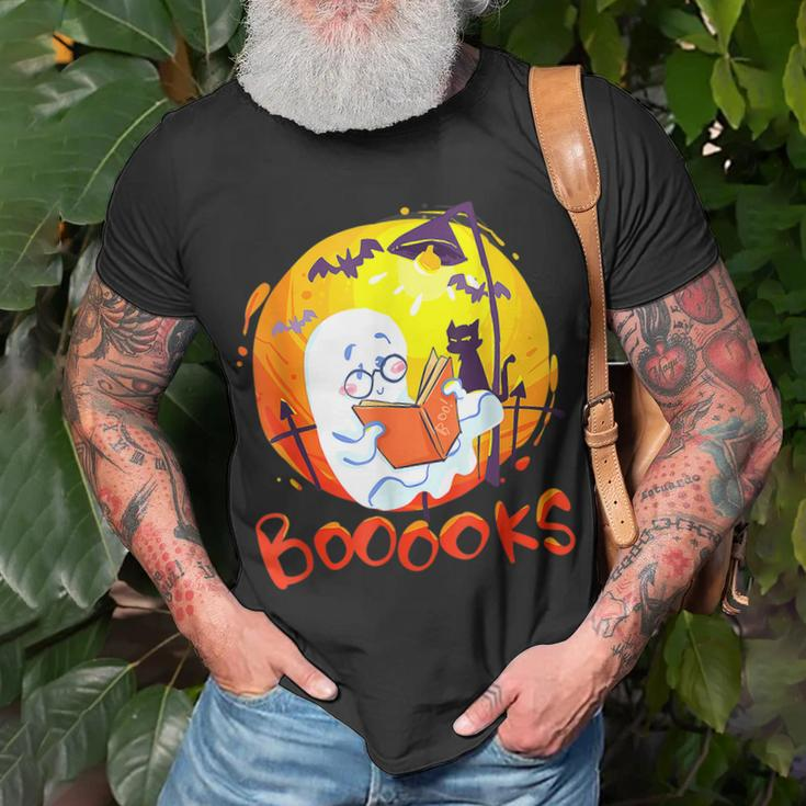 Booooks Ghost Halloween Teacher Book Library Reading T-shirt Gifts for Old Men