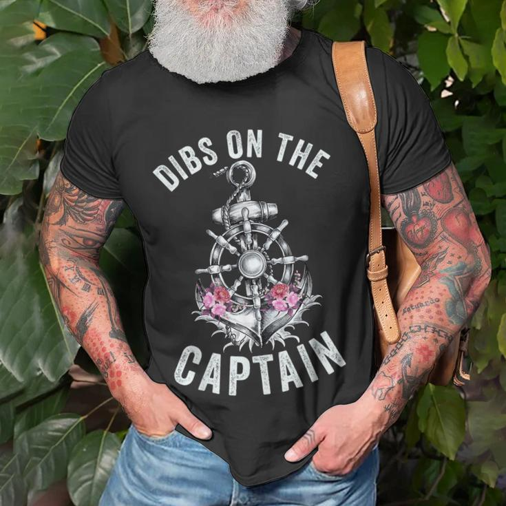 Captain Wife Dibs On The Captain Flower Anchor T-shirt Gifts for Old Men