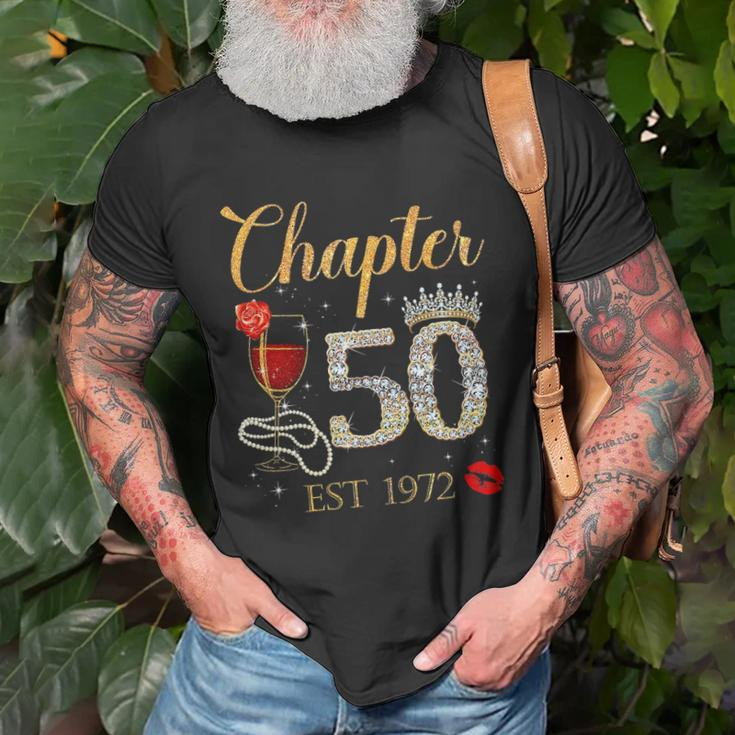 Chapter 50 Years Est 1972 50Th Birthday Red Rose Wine Crown Unisex T-Shirt Gifts for Old Men