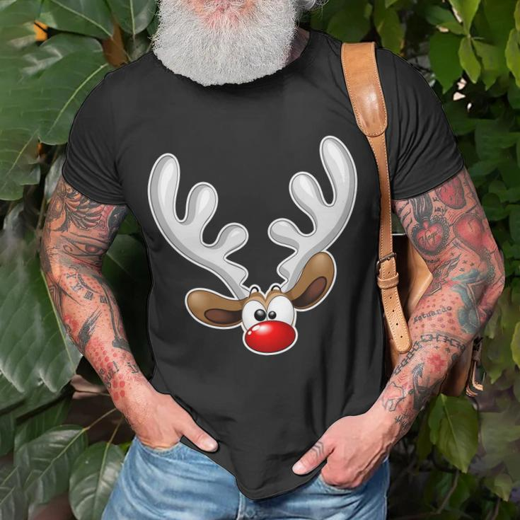 Christmas Red Nose Reindeer Face T-Shirt Gifts for Old Men